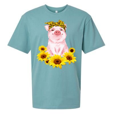 Cute Pig And Bandana Sunflower For Girl Women Mom Pullover Sueded Cloud Jersey T-Shirt