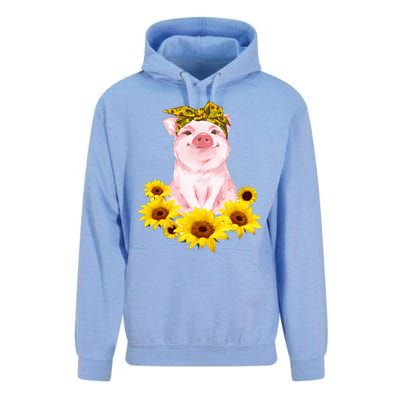 Cute Pig And Bandana Sunflower For Girl Women Mom Pullover Unisex Surf Hoodie