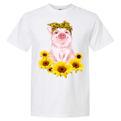 Cute Pig And Bandana Sunflower For Girl Women Mom Pullover Garment-Dyed Heavyweight T-Shirt