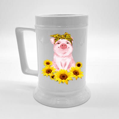 Cute Pig And Bandana Sunflower For Girl Women Mom Pullover Beer Stein