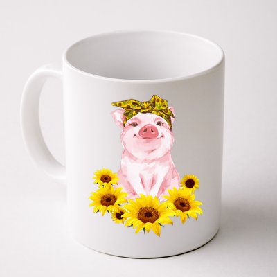 Cute Pig And Bandana Sunflower For Girl Women Mom Pullover Coffee Mug