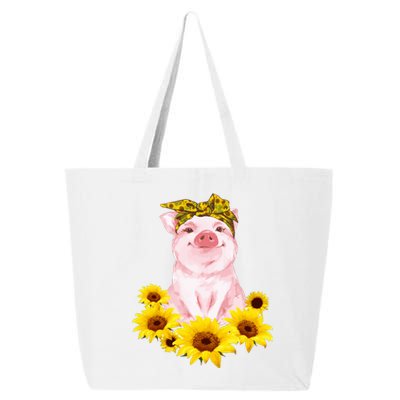 Cute Pig And Bandana Sunflower For Girl Women Mom Pullover 25L Jumbo Tote