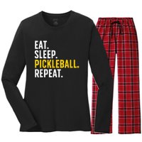 Cool Pickleball Art For Men Women Pickle Ball Lovers Players Women's Long Sleeve Flannel Pajama Set 