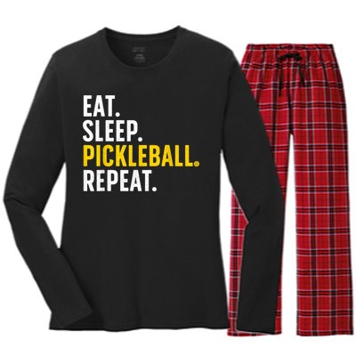 Cool Pickleball Art For Men Women Pickle Ball Lovers Players Women's Long Sleeve Flannel Pajama Set 