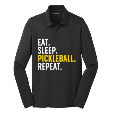 Cool Pickleball Art For Men Women Pickle Ball Lovers Players Silk Touch Performance Long Sleeve Polo