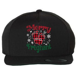 Christmas Pregnancy Announcet Merry And Pregnant Plaid Gift Wool Snapback Cap