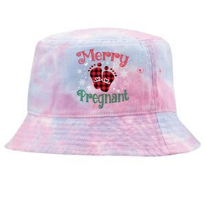 Christmas Pregnancy Announcet Merry And Pregnant Plaid Gift Tie-Dyed Bucket Hat