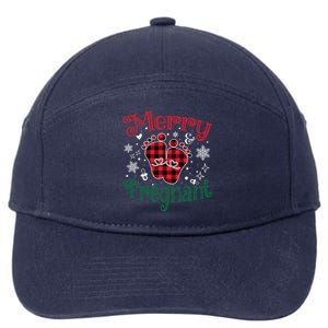 Christmas Pregnancy Announcet Merry And Pregnant Plaid Gift 7-Panel Snapback Hat