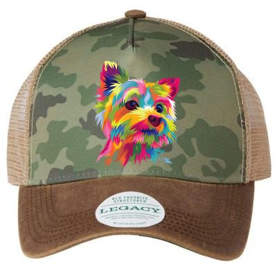 Colorful Pop Art Yorkshire Terrier Portrait Yorkie Lover Legacy Tie Dye Trucker Hat
