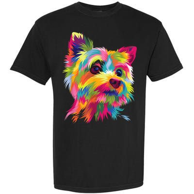 Colorful Pop Art Yorkshire Terrier Portrait Yorkie Lover Garment-Dyed Heavyweight T-Shirt