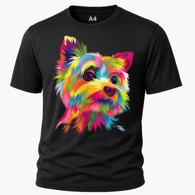 Colorful Pop Art Yorkshire Terrier Portrait Yorkie Lover Performance Shirt