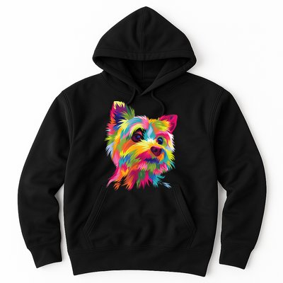 Colorful Pop Art Yorkshire Terrier Portrait Yorkie Lover Hoodie