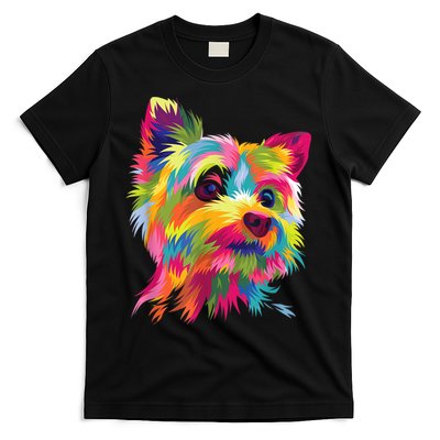 Colorful Pop Art Yorkshire Terrier Portrait Yorkie Lover T-Shirt