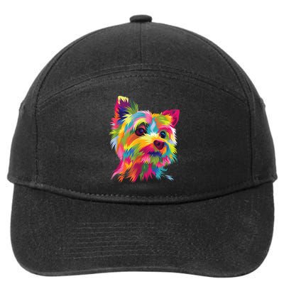 Colorful Pop Art Yorkshire Terrier Portrait Yorkie Lover 7-Panel Snapback Hat
