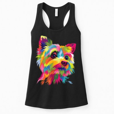 Colorful Pop Art Yorkshire Terrier Portrait Yorkie Lover Womens Tank Top