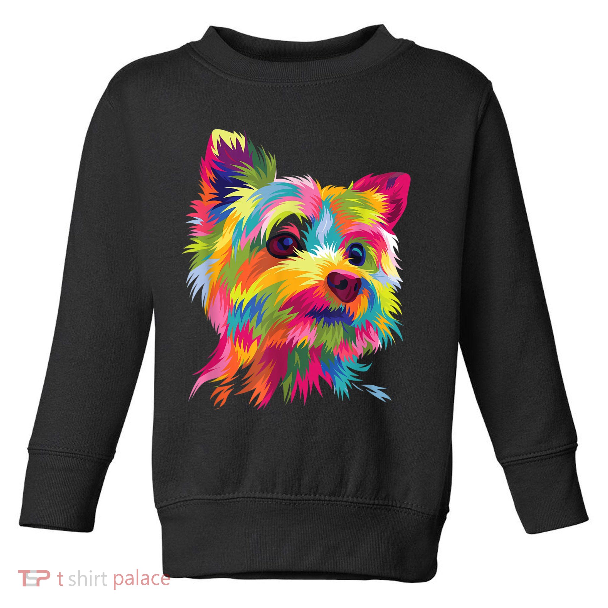 Colorful Pop Art Yorkshire Terrier Portrait Yorkie Lover Toddler Sweatshirt