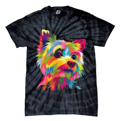 Colorful Pop Art Yorkshire Terrier Portrait Yorkie Lover Tie-Dye T-Shirt