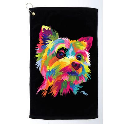 Colorful Pop Art Yorkshire Terrier Portrait Yorkie Lover Golf Towel