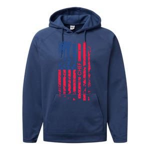 Chef Patriotic American Flag 4th Of July Cooking Kitchen Gift Performance Fleece Hoodie