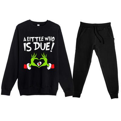 Christmas Pregnancy A Little Who Is Due Premium Crewneck Sweatsuit Set