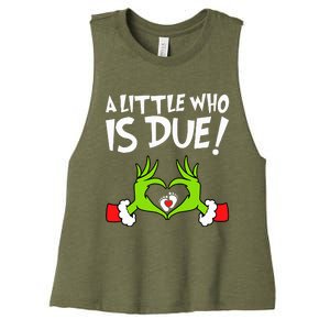 Christmas Pregnancy A Little Who Is Due Women's Racerback Cropped Tank