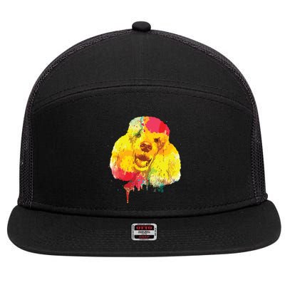 Cool Poodle Art For Men Women Colorful Dog Poodle Lovers 7 Panel Mesh Trucker Snapback Hat