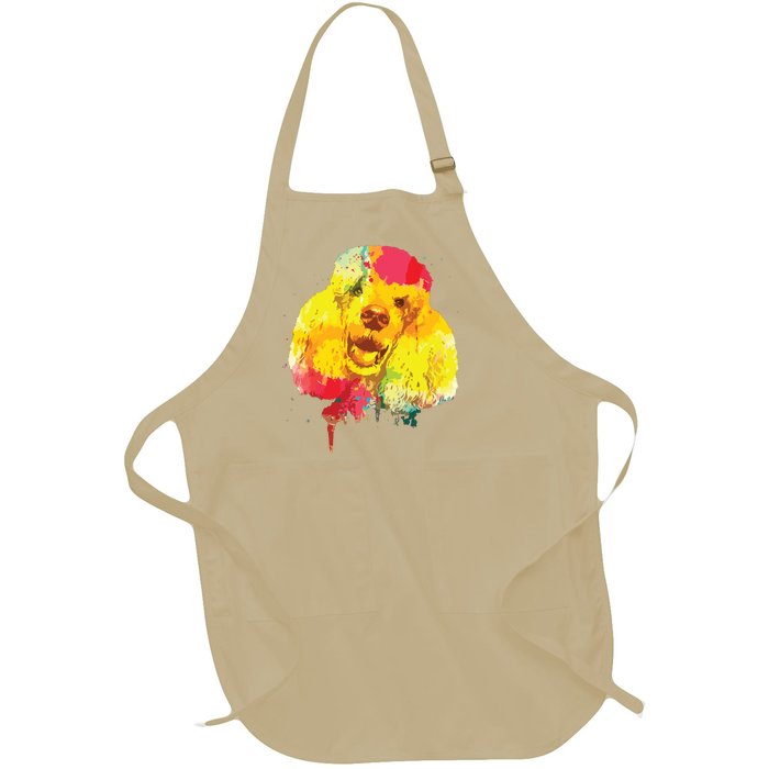 Cool Poodle Art For Men Women Colorful Dog Poodle Lovers Full-Length Apron With Pockets