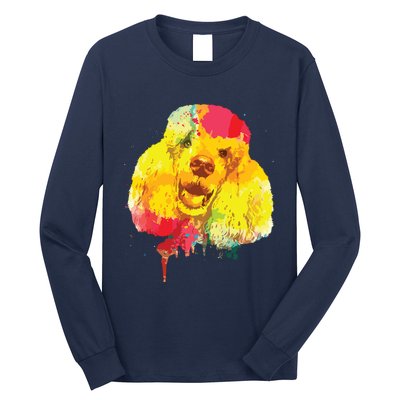 Cool Poodle Art For Men Women Colorful Dog Poodle Lovers Long Sleeve Shirt