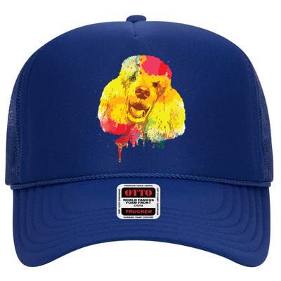 Cool Poodle Art For Men Women Colorful Dog Poodle Lovers High Crown Mesh Back Trucker Hat