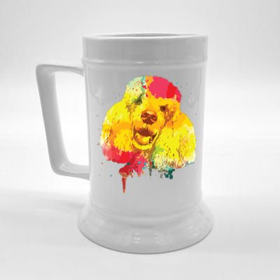 Cool Poodle Art For Men Women Colorful Dog Poodle Lovers Beer Stein