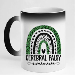 Cerebral Palsy Awareness Rainbow Heart 11oz Black Color Changing Mug