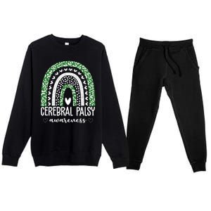 Cerebral Palsy Awareness Rainbow Heart Premium Crewneck Sweatsuit Set