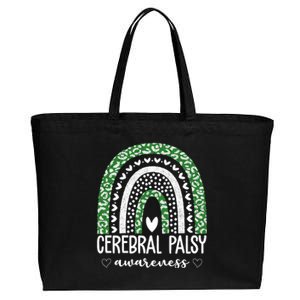 Cerebral Palsy Awareness Rainbow Heart Cotton Canvas Jumbo Tote