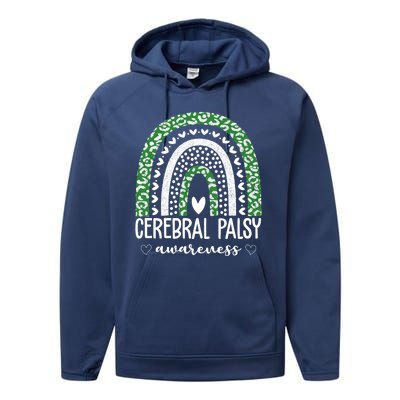 Cerebral Palsy Awareness Rainbow Heart Performance Fleece Hoodie