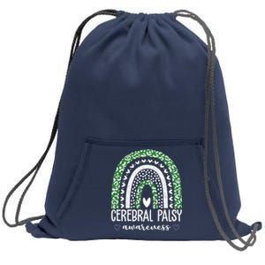 Cerebral Palsy Awareness Rainbow Heart Sweatshirt Cinch Pack Bag