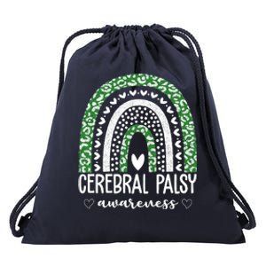 Cerebral Palsy Awareness Rainbow Heart Drawstring Bag