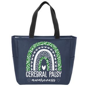 Cerebral Palsy Awareness Rainbow Heart Zip Tote Bag