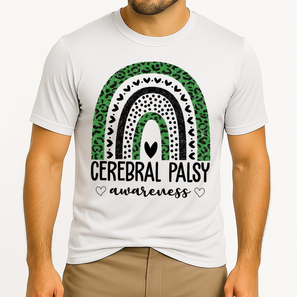 Cerebral Palsy Awareness Rainbow Heart Cooling Performance Crew T-Shirt