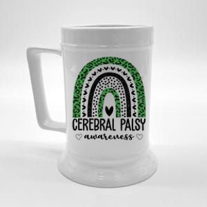 Cerebral Palsy Awareness Rainbow Heart Beer Stein