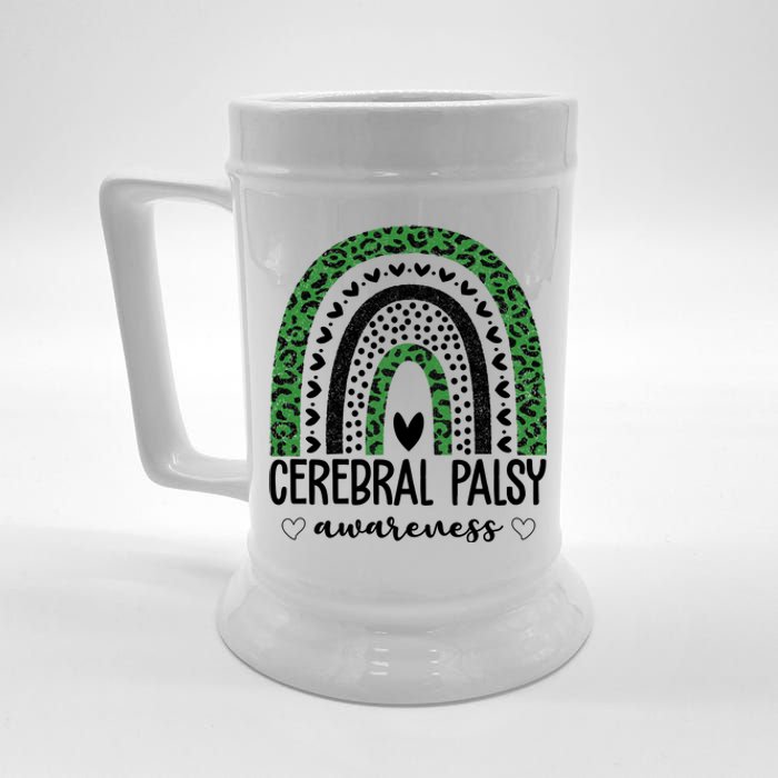 Cerebral Palsy Awareness Rainbow Heart Beer Stein