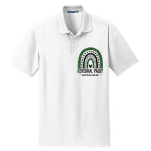 Cerebral Palsy Awareness Rainbow Heart Dry Zone Grid Polo