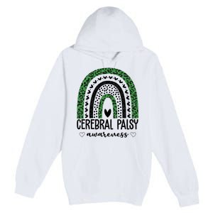 Cerebral Palsy Awareness Rainbow Heart Premium Pullover Hoodie