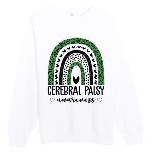 Cerebral Palsy Awareness Rainbow Heart Premium Crewneck Sweatshirt