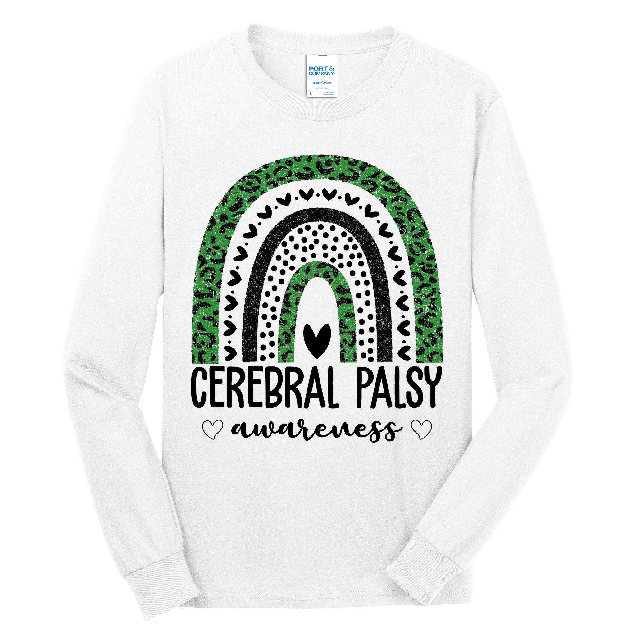 Cerebral Palsy Awareness Rainbow Heart Tall Long Sleeve T-Shirt