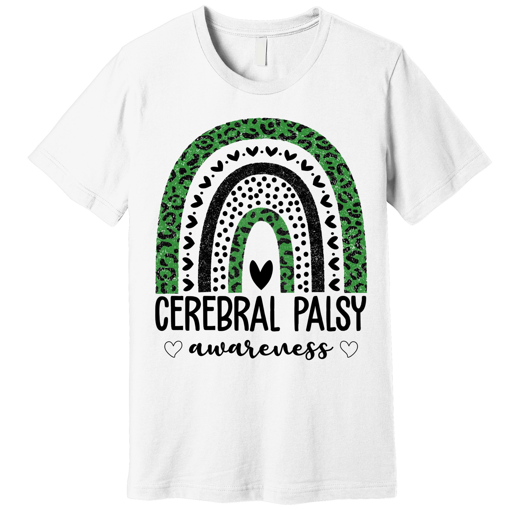 Cerebral Palsy Awareness Rainbow Heart Premium T-Shirt