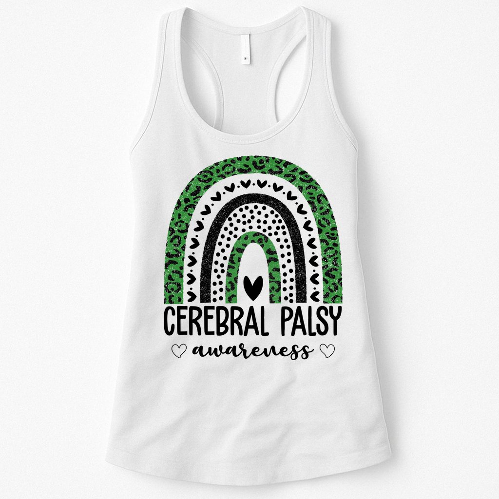 Cerebral Palsy Awareness Rainbow Heart Womens Tank Top