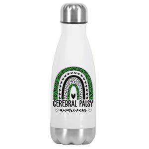 Cerebral Palsy Awareness Rainbow Heart Stainless Steel Insulated Water Bottle