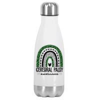 Cerebral Palsy Awareness Rainbow Heart Stainless Steel Insulated Water Bottle