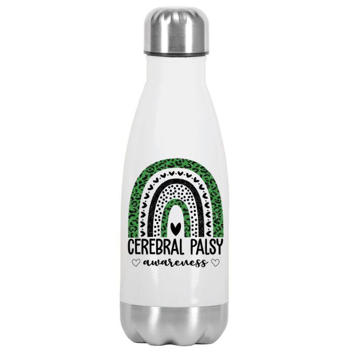 Cerebral Palsy Awareness Rainbow Heart Stainless Steel Insulated Water Bottle