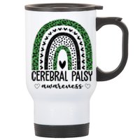 Cerebral Palsy Awareness Rainbow Heart Stainless Steel Travel Mug